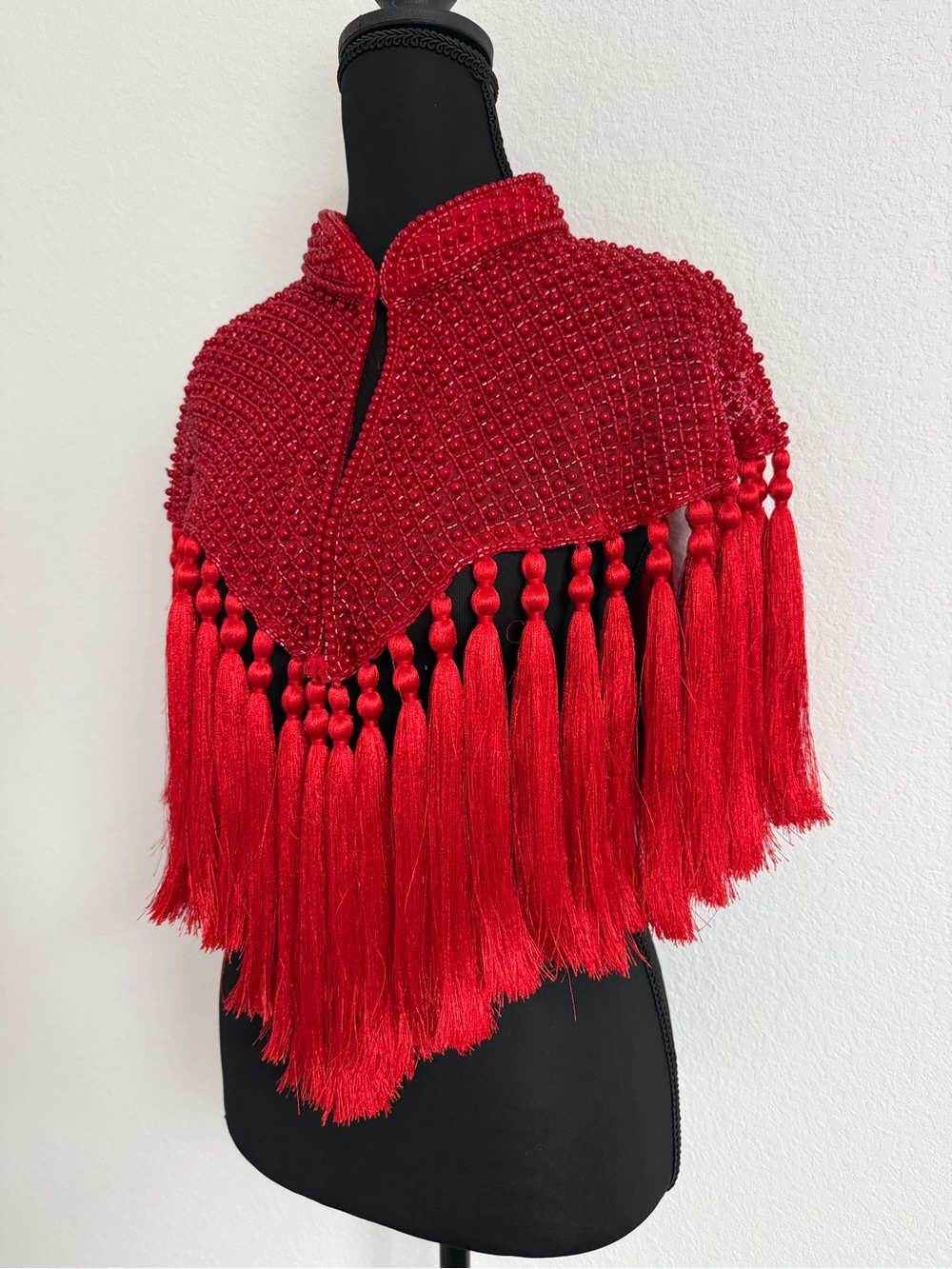Red Beaded Tassel Cape